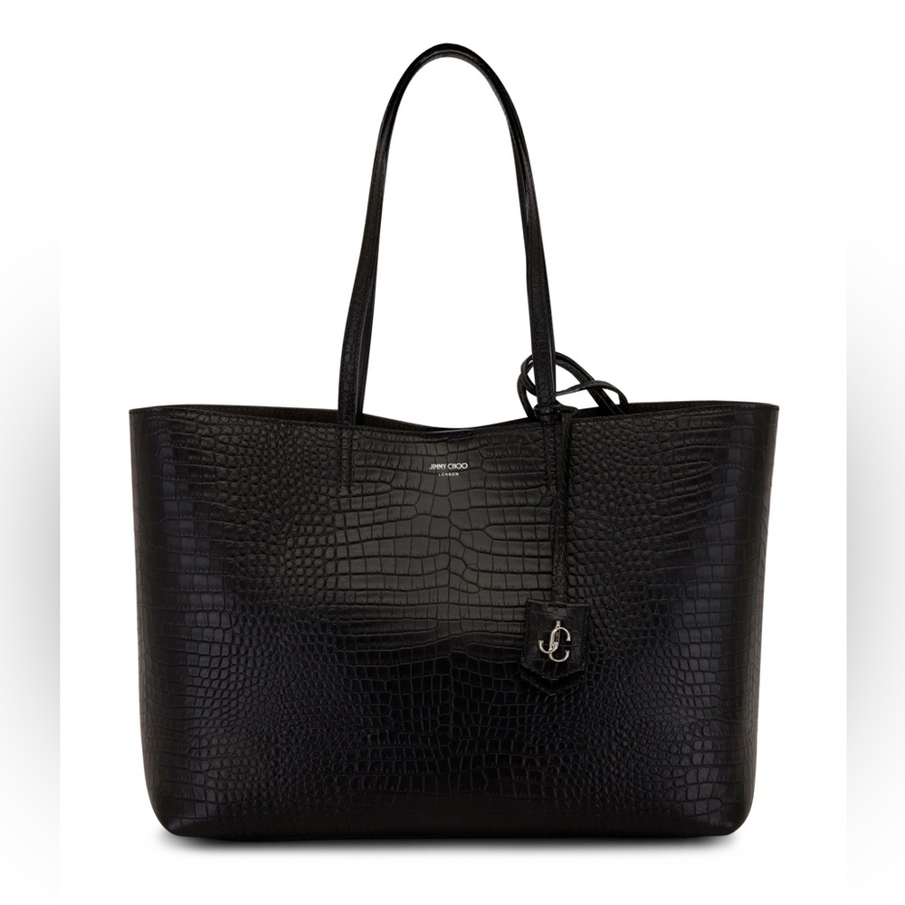Jimmy Choo Nine2five black croc embossed leather tote